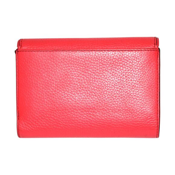 Kate Spade Trifold Red Leather Wallet With Metal Closure - Picture 4 of 12